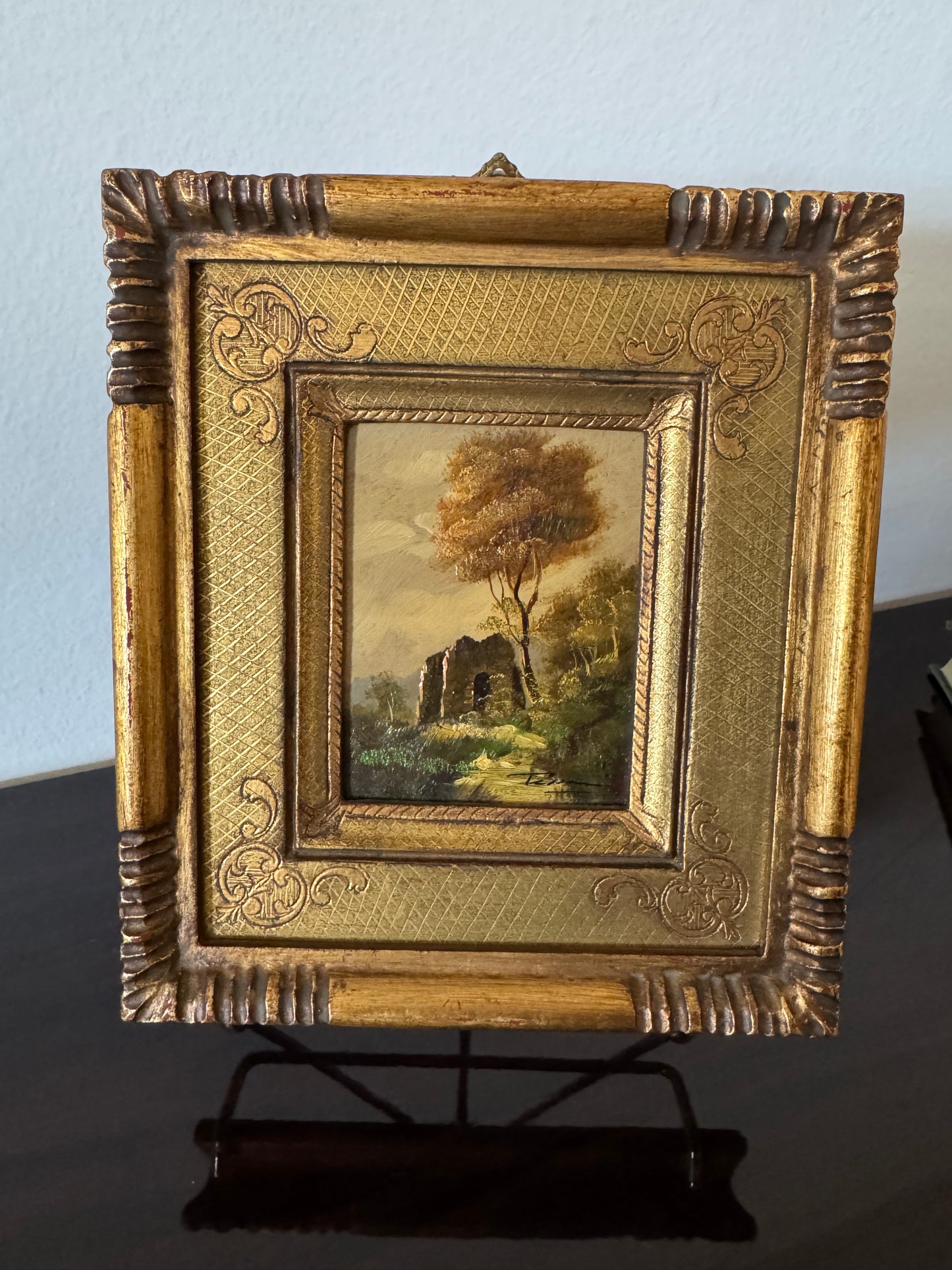 Vintage mini oil painting Mid century Made in Italy