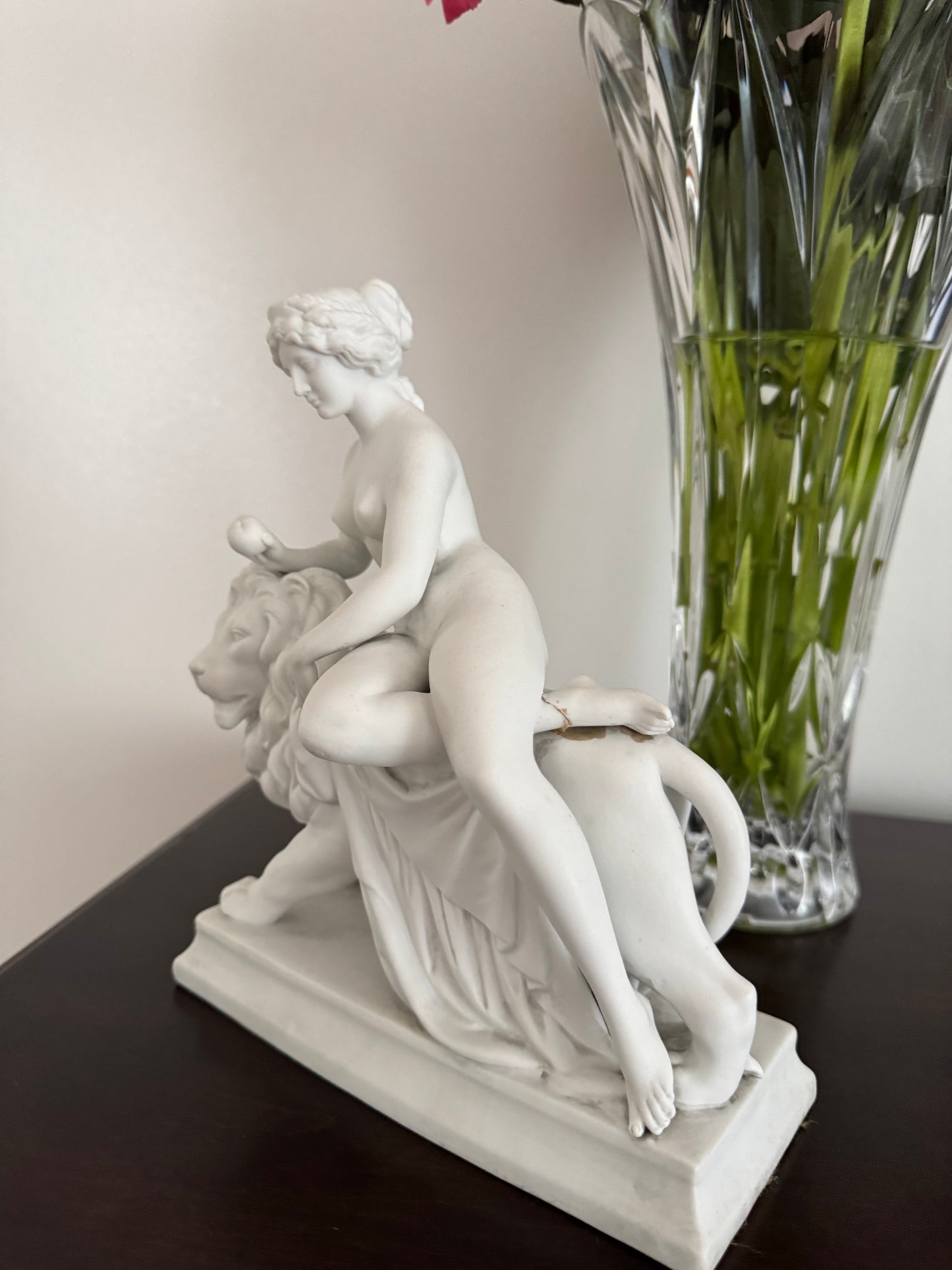 Extremely Rare Antique Sculpture Of “UNA & The LION” Rarity Find Mythical Figure
