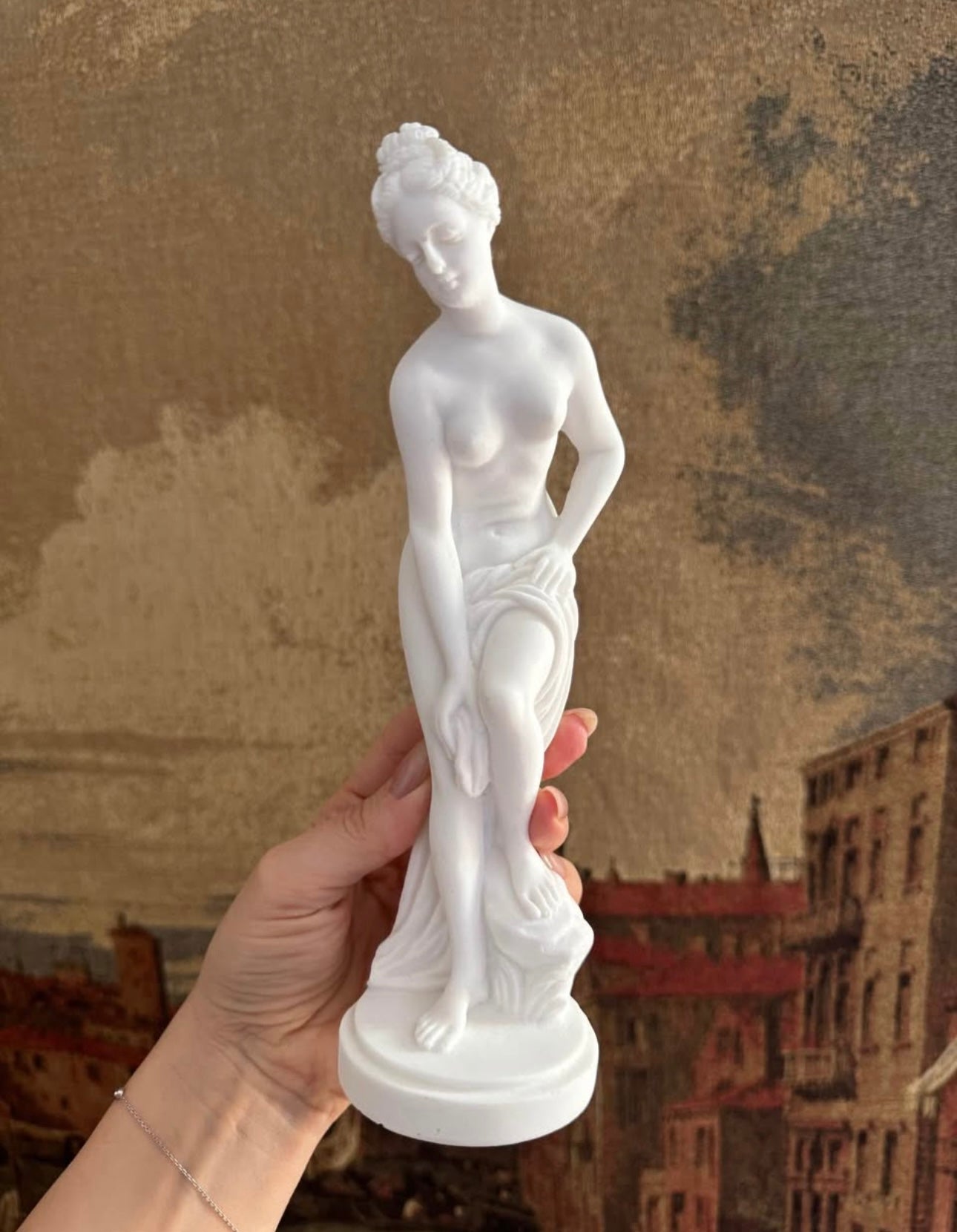 Aphrodite, the Greek goddess of love and beauty. Sculpture 9" tall