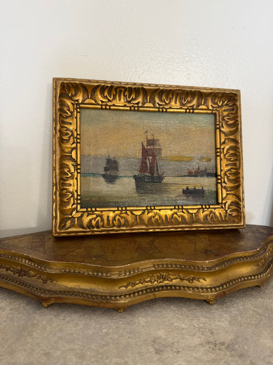 Antique Nautical Oil Painting