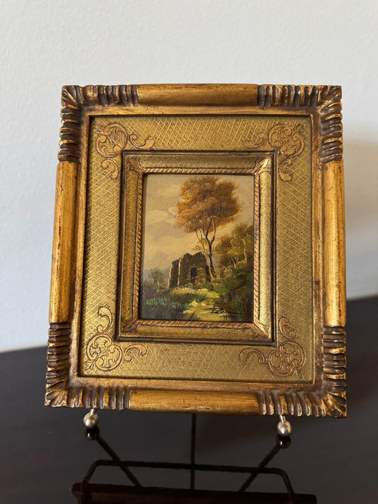 Vintage mini oil painting Mid century Made in Italy