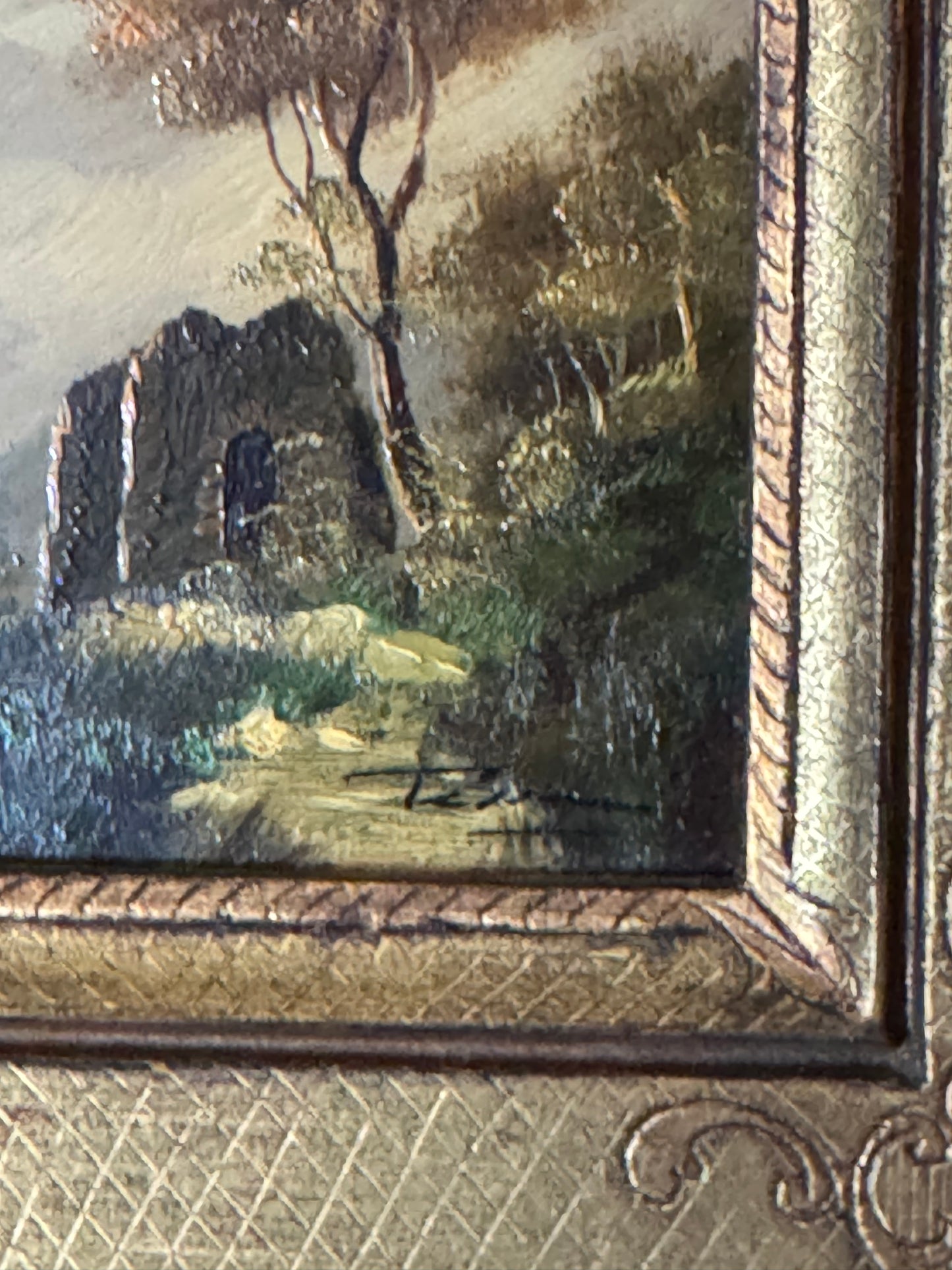 Vintage mini oil painting Mid century Made in Italy