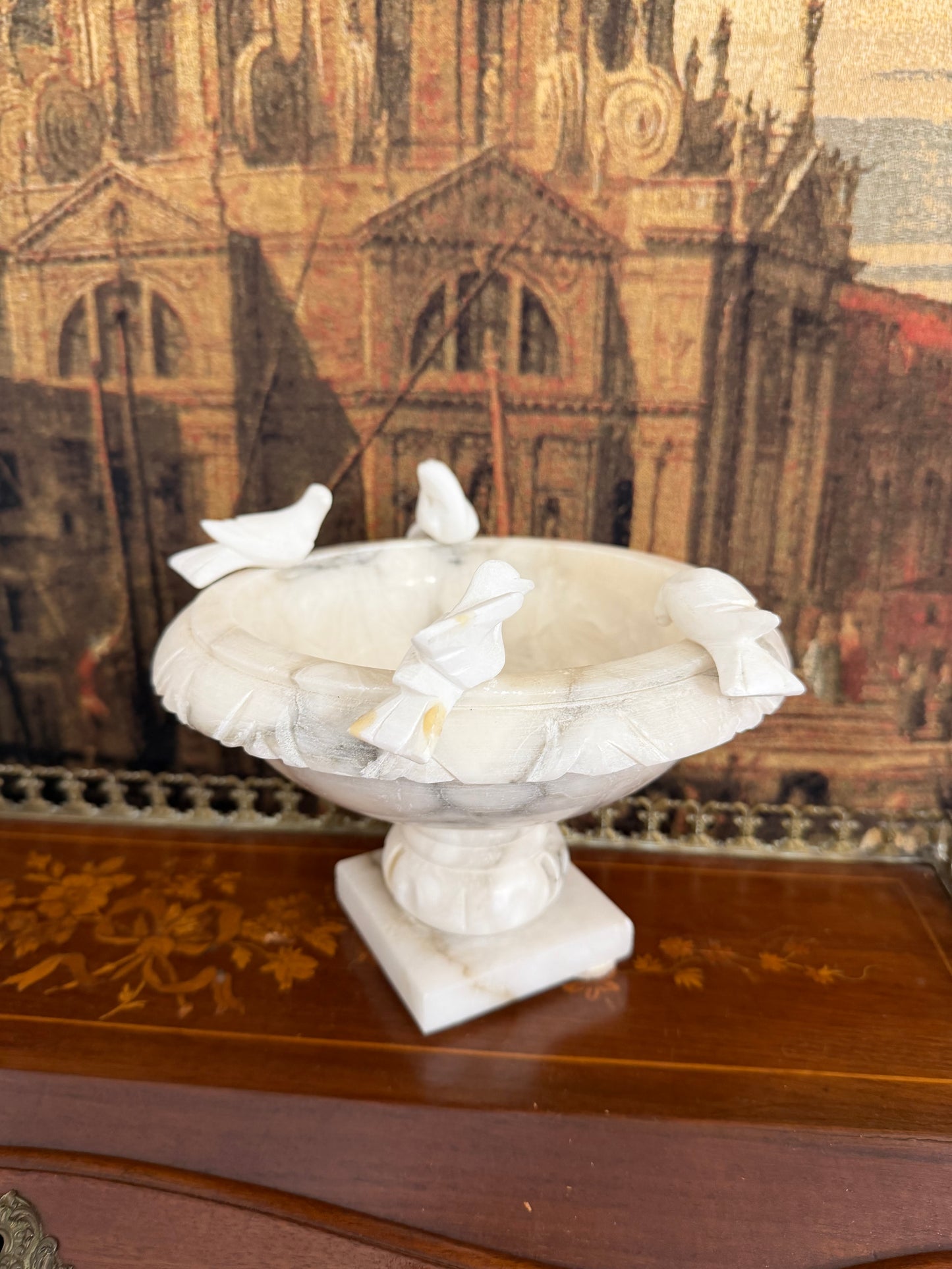 Alabaster Bird Bath  8 1/2"