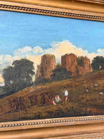 Victorian Antique Oil of Romantic Ruins