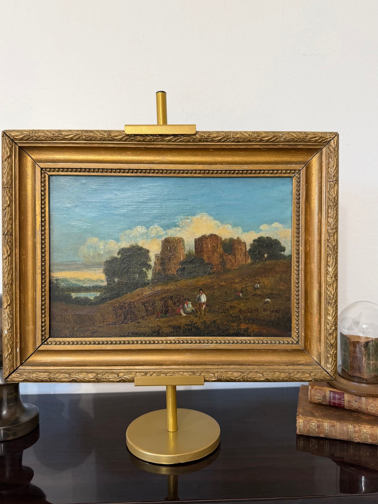 Victorian Antique Oil of Romantic Ruins