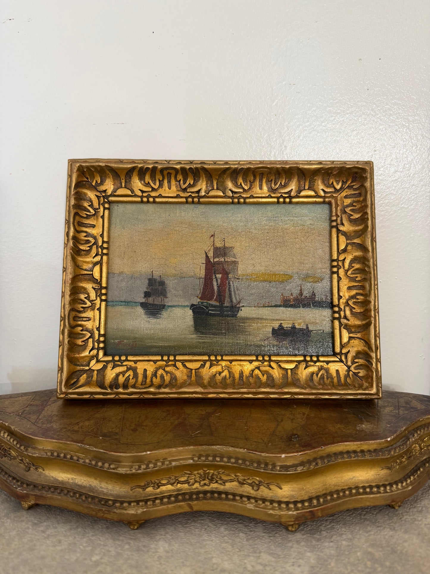 Antique Nautical Oil Painting