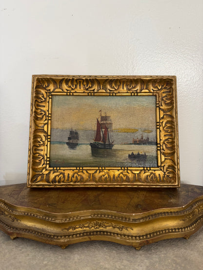 Antique Nautical Oil Painting