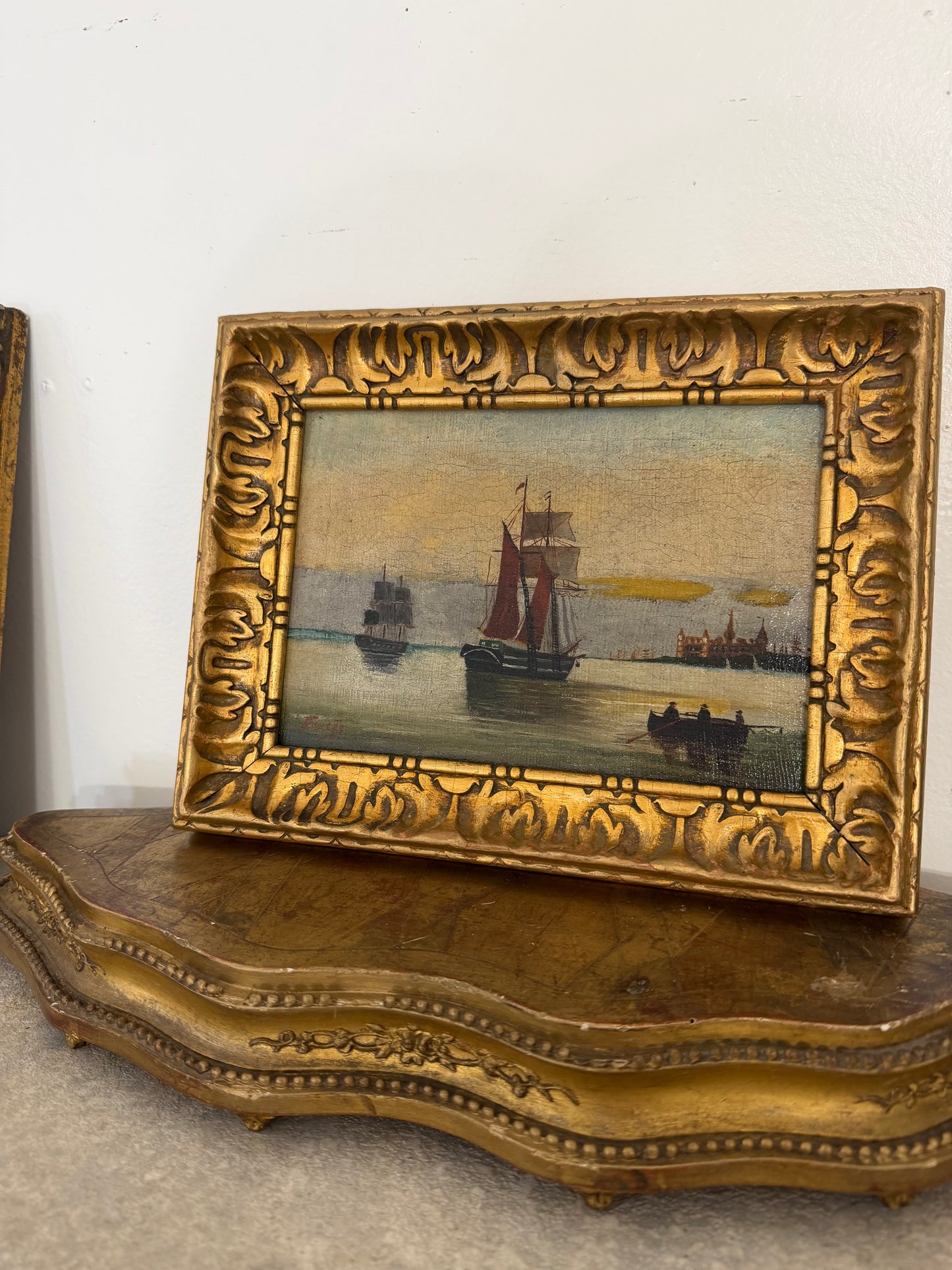 Antique Nautical Oil Painting