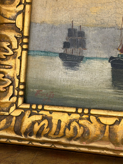 Antique Nautical Oil Painting