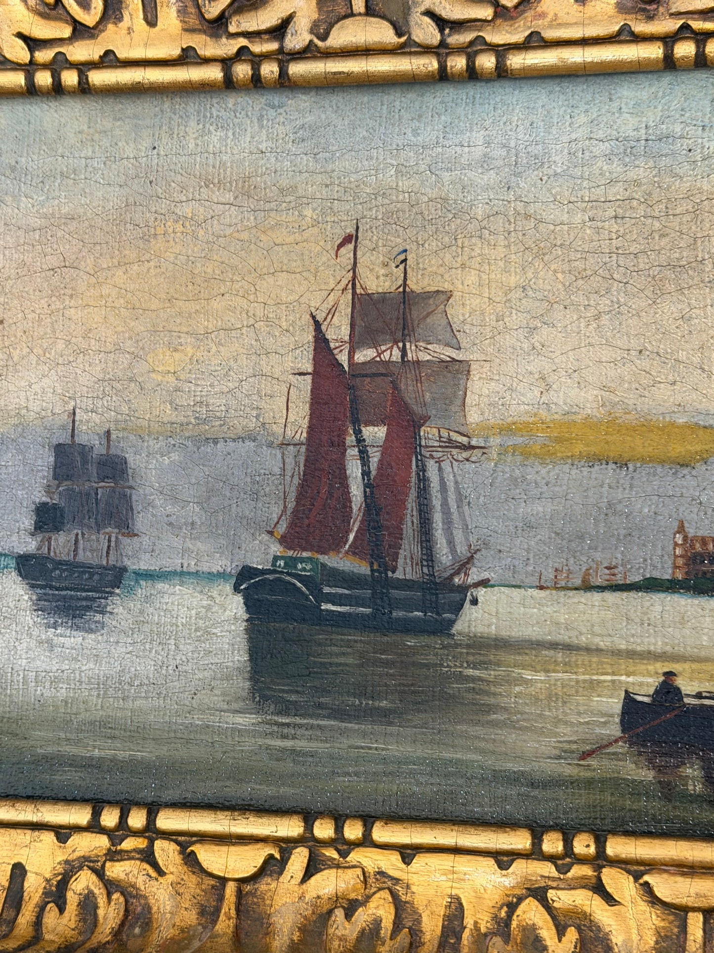Antique Nautical Oil Painting