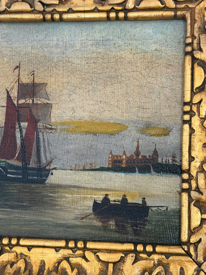 Antique Nautical Oil Painting