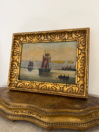 Antique Nautical Oil Painting