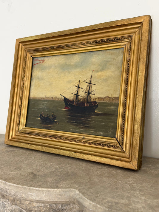 Moody Nautical Painting. Dated 1892