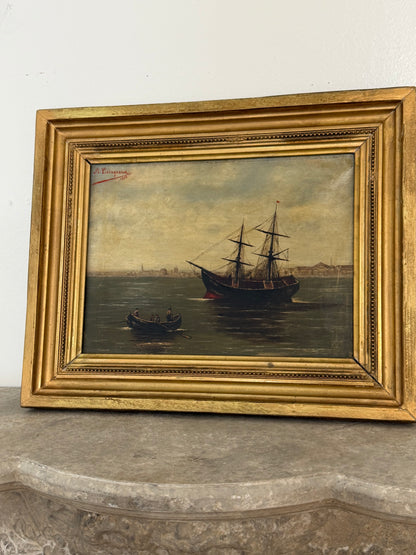 Moody Nautical Painting. Dated 1892