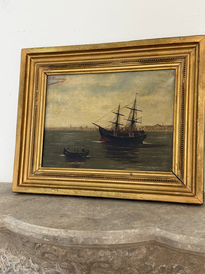 Moody Nautical Painting. Dated 1892