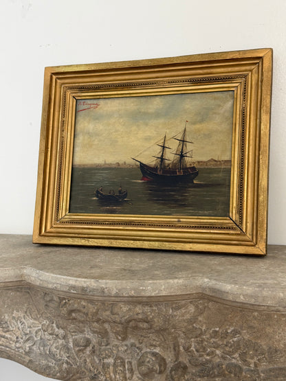 Moody Nautical Painting. Dated 1892
