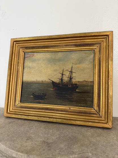 Moody Nautical Painting. Dated 1892