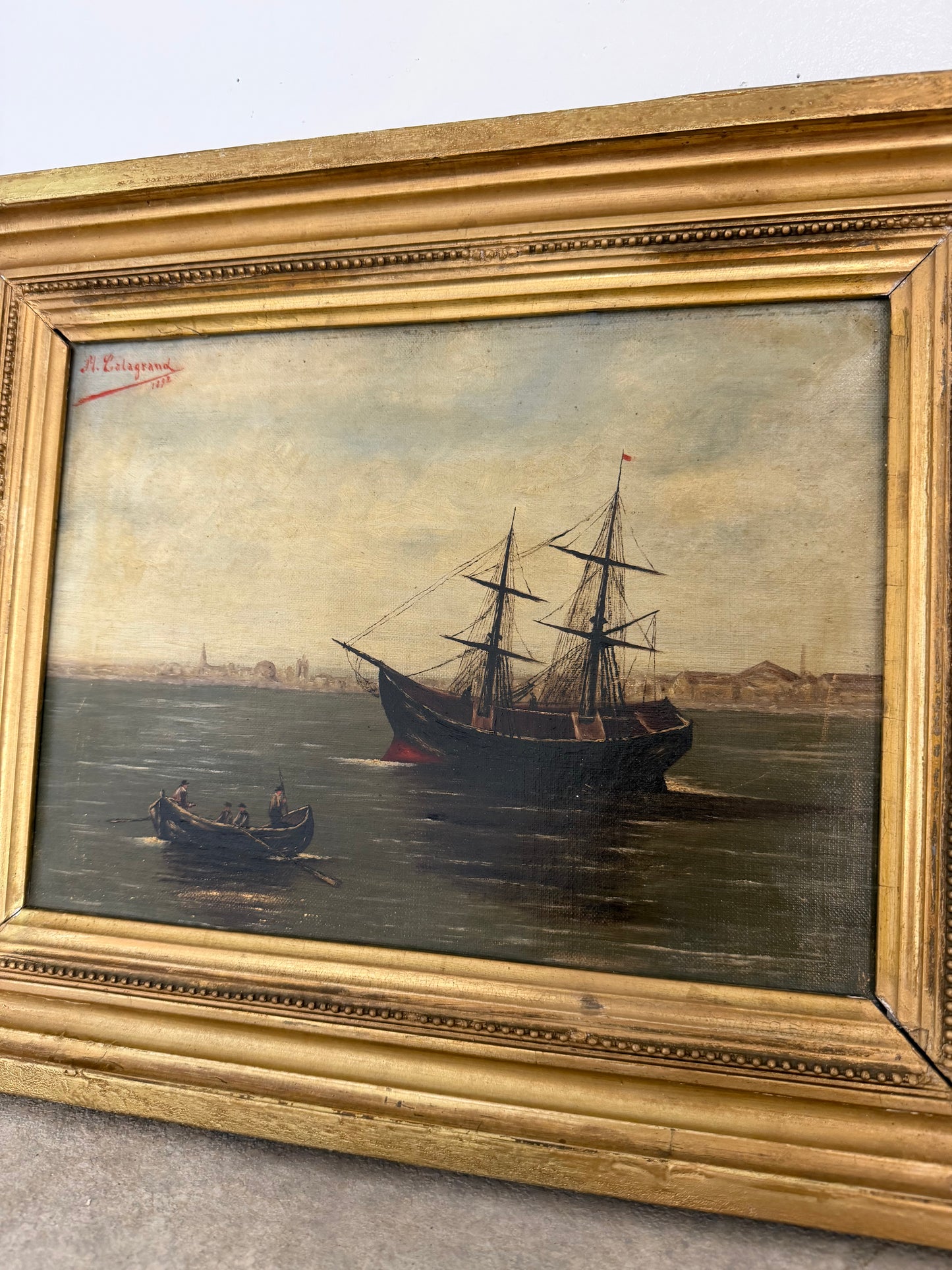 Moody Nautical Painting. Dated 1892