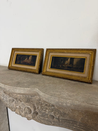 Set of Moody Stable Scene Paintings