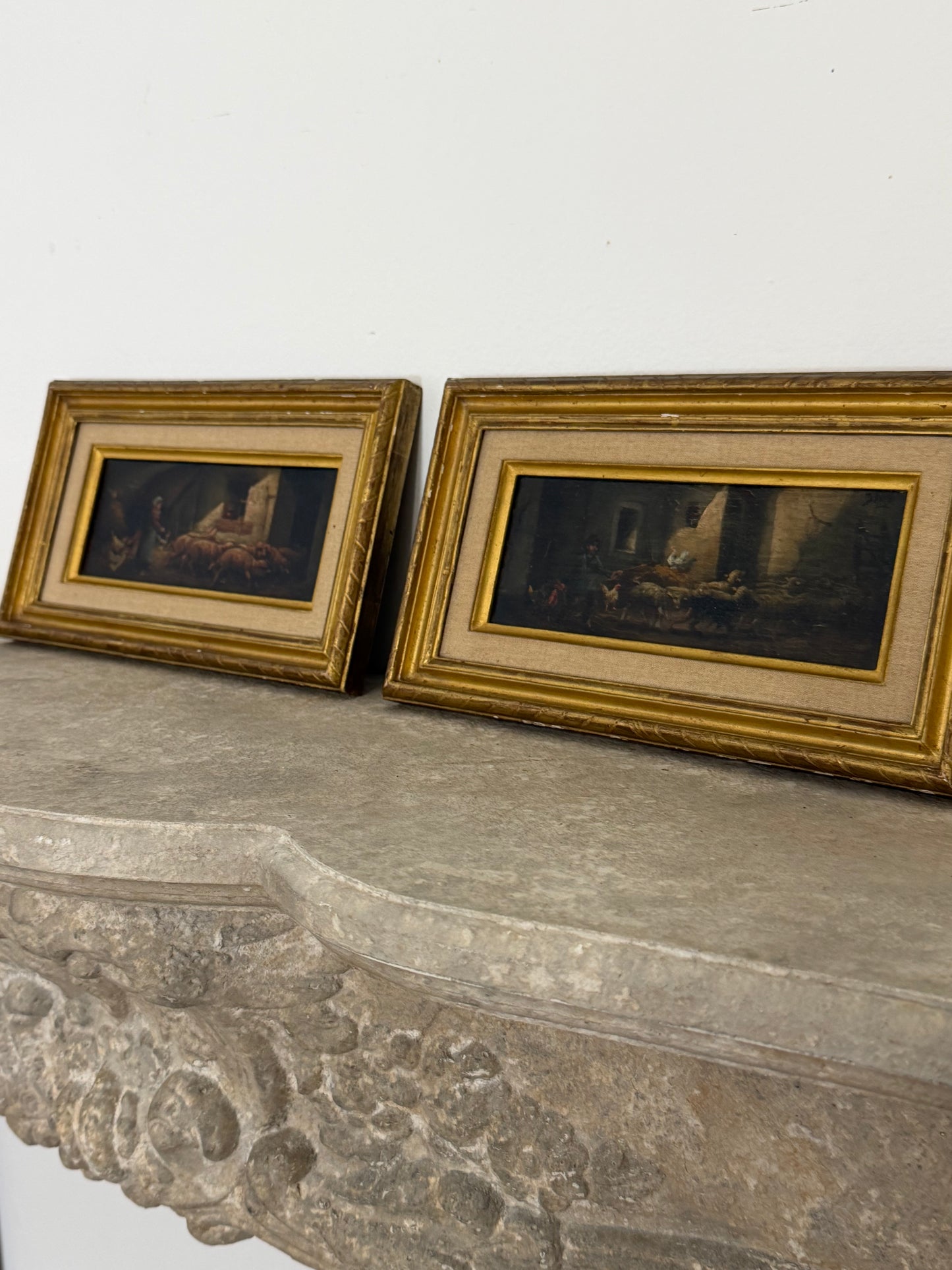 Set of Moody Stable Scene Paintings