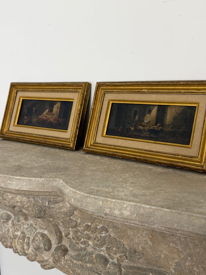 Set of Moody Stable Scene Paintings