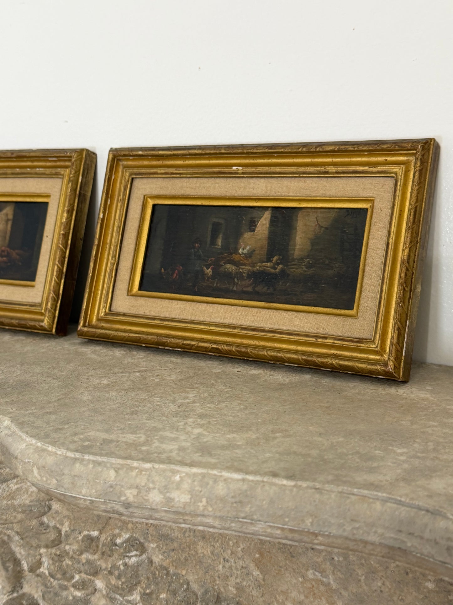 Set of Moody Stable Scene Paintings