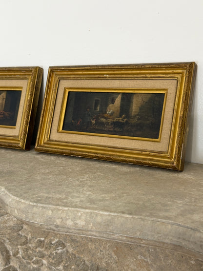Set of Moody Stable Scene Paintings