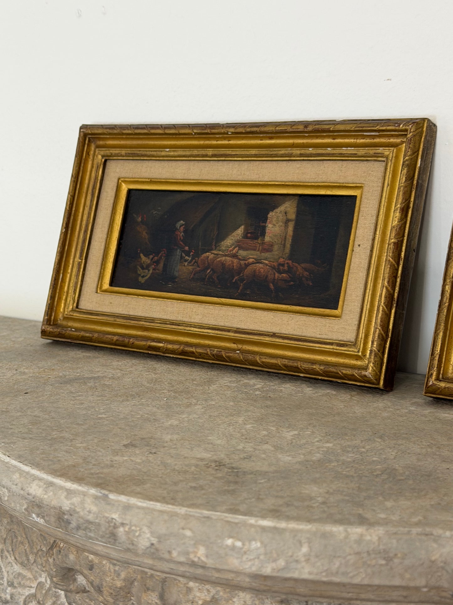 Set of Moody Stable Scene Paintings