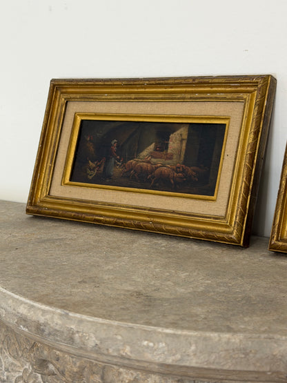Set of Moody Stable Scene Paintings