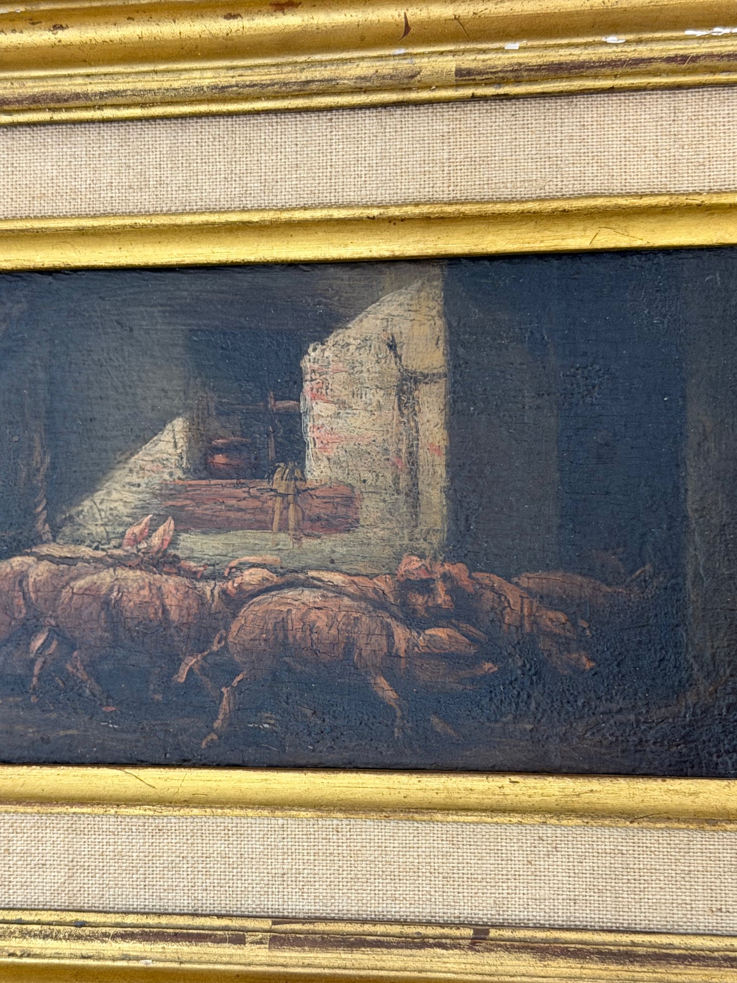 Set of Moody Stable Scene Paintings